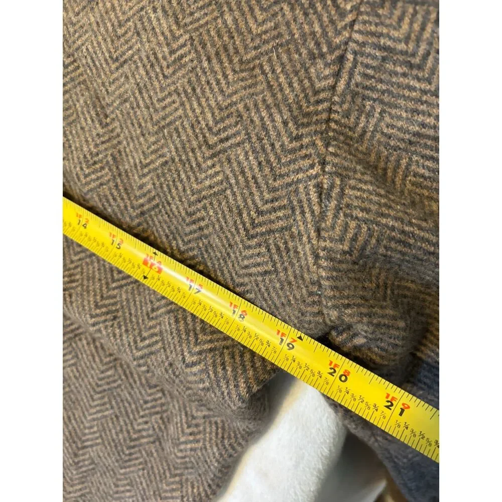 Orvis 100% Cashmere‎ V Neck Sweater Herringbone Brown Tan Medium Preppy Luxury
